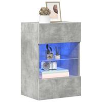 Wandkasten met LED-verlichting voor tv 2 st 40x30x60,5 cm betongrijs - thumbnail