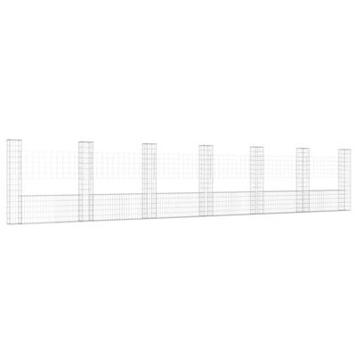 Schanskorf U-vormig met 7 palen 740x20x150 cm ijzer