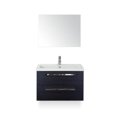 Seville Badmeubelset 80 cm - Black Oak - Keramische Wastafel Wit Djazz - met Spiegel