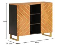Dressoir 90x33,5x75 cm massief mangohout bruin en zwart - thumbnail