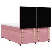 Boxspring met matras fluweel roze 160x200 cm - thumbnail