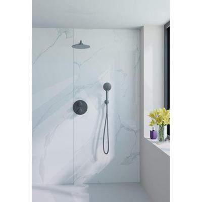 Fortifura Calvi Inbouw Regendoucheset - rond - thermostatisch - wandarm - 25cm hoofddouche - ronde handdouche - Geborsteld Gunmetal PVD SW706207/SW720556/SW720563/SW766536/SW721170/SW799