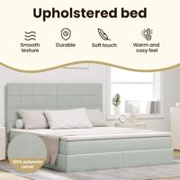 Opbergbed met LED met matras Lichtgrijs 160 x 200 cm Fluweel - thumbnail