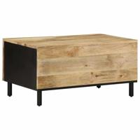Salontafel 80x50x40 cm massief ruw mangohout zwart - thumbnail