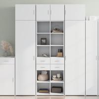 Hoge kast 70x42,5x185 cm bewerkt hout wit - thumbnail