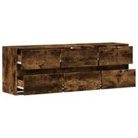 Tv-wandmeubel met LED-verlichting 130x31x45 cm gerookt eiken - thumbnail