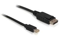 Delock 82438 DisplayPort-kabel DisplayPort / Mini-displayport Aansluitkabel Mini DisplayPort-stekker, DisplayPort-stekker 2 m Zwart 4K UHD, Vergulde - thumbnail