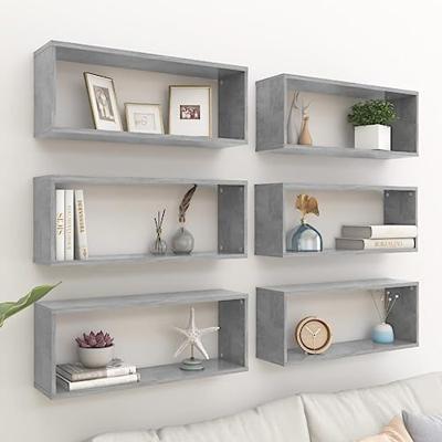 VidaXL Wandschappen kubus 6 st 60x15x23 cm bewerkt hout betongrijs