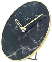 NeXtime ne-5222zw tafelklok marble table dia 20cm glas zwart - thumbnail