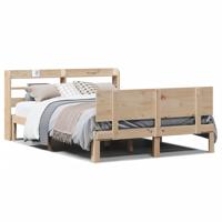 Bedframe met hoofdbord massief grenenhout wit 140x200 cm - thumbnail