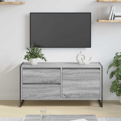 TV-kast met lade Grijs Sonoma 100 x 36 x 49.5 cm Bewerkt hout TV-kast met lade Grijs Sonoma 100 x 36 x 49.5 cm Bewerkt hout