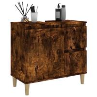 Badkamerkast 65x33x60 cm bewerkt hout gerookt eikenkleurig - thumbnail