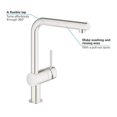 GROHE Minta Keukenkraan - hoog - uittrekbare l uitloop - supersteel geborsteld 32168dc0 - thumbnail
