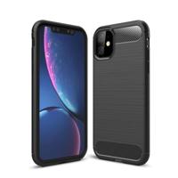 Geborsteld textuur koolstofvezel TPU Case voor iPhone 11 (zwart) - thumbnail