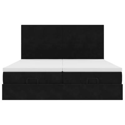 Ottoman bed met matrassen 160x200cm fluweel zwart