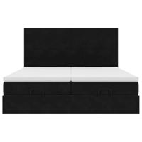 Ottoman bed met matrassen 160x200cm fluweel zwart - thumbnail