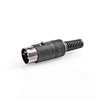 DIN-stekker - recht - stekker - vernikkeld - twist-on - kabelingangsdiameter: 6,0 mm - PVC - zwart - 25 stuks - plastic zak