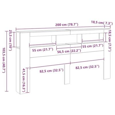 Hoofdeinde met LED 200x18,5x103,5 cm bewerkt hout wit