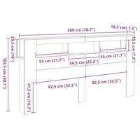 Hoofdeinde met LED 200x18,5x103,5 cm bewerkt hout grijs sonoma - thumbnail
