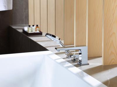 Hansgrohe Metropol 3-gats badrandmengkraan met rechte greep met Secuflex, chroom