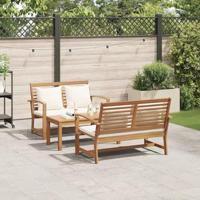 Tuinbankenset 3 pcs Naturel Massief Teakhout - thumbnail