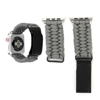 Magische plakken echt leder paraplu touw nylon polshorloge band met en RVS gesp voor Apple Watch serie 3 & 2 & 1 38mm (grijs) Magische plakken echt leder paraplu touw nylon polshorloge band met en RVS gesp voor Apple Watch serie 3 & 2 & 1 38mm (grijs)