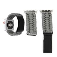 Magische plakken echt leder paraplu touw nylon polshorloge band met en RVS gesp voor Apple Watch serie 3 & 2 & 1 38mm (grijs) - thumbnail