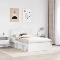 Bedframe met hoofdeinde Wit 120 x 200 cm Massief grenenhout - thumbnail