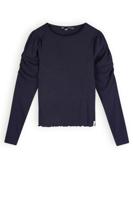 NoBell Meisjes t-shirt fijne rib - Kiss - Navy blauw - thumbnail