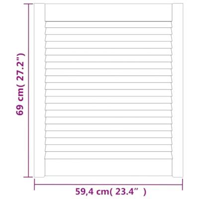 VidaXL Kastdeuren met lamellen 2 st 69x59,4 cm massief grenenhout
