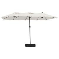 Parasol dubbel dak met LED 449x245 cm zandwit - thumbnail