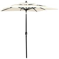 VidaXL Parasol 3-laags met aluminium paal 2x2 m zandkleurig - thumbnail
