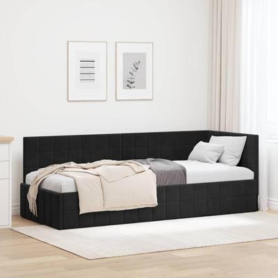 Hoekbedframe met hoofdeinde Zwart 80 cm x 200 cm Stof