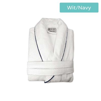 Badjas Deluxe Velours - Wit/Navy