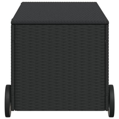 Tuinbox met wielen 190 L poly rattan zwart Tuinbox met wielen 190 L poly rattan zwart