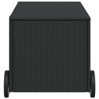 Tuinbox met wielen 190 L poly rattan zwart - thumbnail
