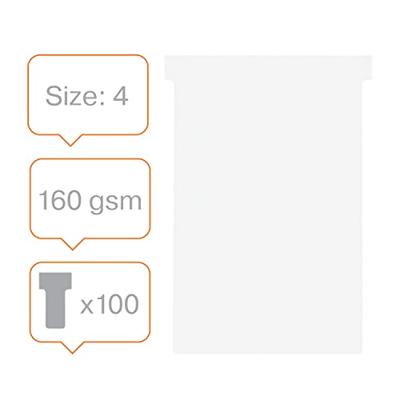 Nobo T-planbordkaarten index 4, ft 180 x 124 mm, wit - thumbnail