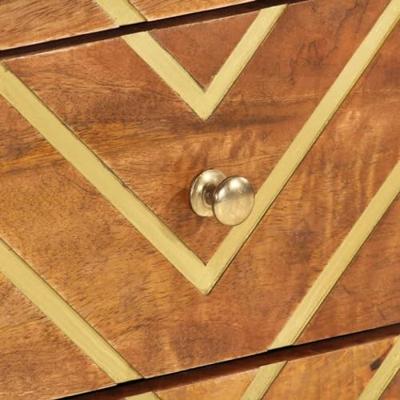 Nachtkastje 50x33x60 cm massief mangohout bruin en zwart