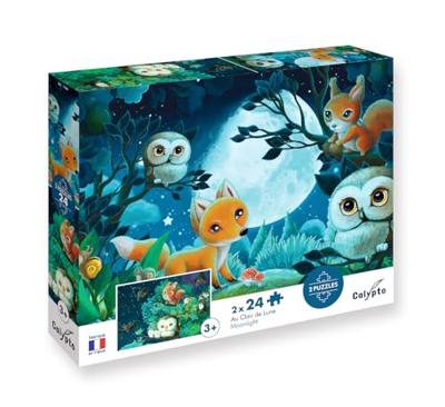 2 Puzzels - SENTOSFEER - 24 stukjes - Maanlicht - Observatie - Geheugen - Logica - Vanaf 3 jaar
