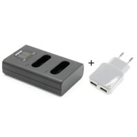 Duo lader voor 2 camera accu's Nikon EN-EL23 + handige 2 poorts USB 230V adapter - thumbnail
