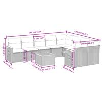9-delige Loungeset met kussens poly rattan zwart - thumbnail
