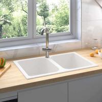 VidaXL Keukenwasbak wit 76 x 48 x 30 cm kwarts en hars - thumbnail