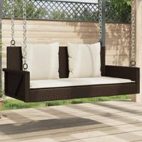 Schommelbank met kussens 119x56x48 cm poly rattan bruin - thumbnail