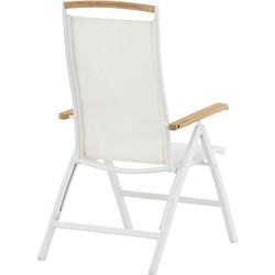 Nohr Verstelbare Tuinstoel 'Taysha' kleur Wit/Teak Nohr Verstelbare Tuinstoel 'Taysha' kleur Wit/Teak