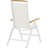 Nohr Verstelbare Tuinstoel 'Taysha' kleur Wit/Teak - thumbnail