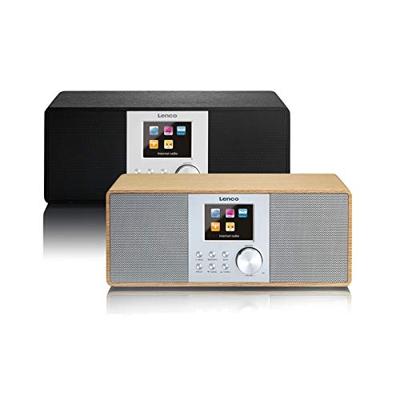 Lenco DIR-200 Digitale internetradio, wifi, met DAB/DAB+ en FM-tuner, radiowekker (7 cm TFT-kleurendisplay, 2 wektijden, AUX-ingang, line-uitgang, afstandsbediening), zwart