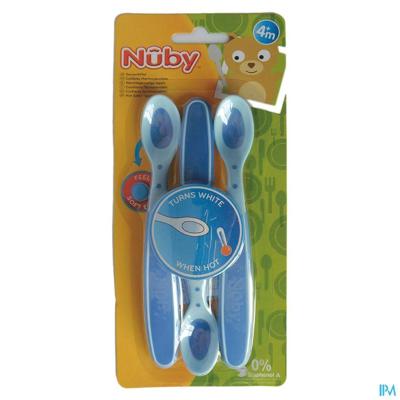 Nûby Zachte en warmtegevoelige lepel - 3 stk - 3m+