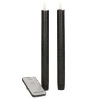 Anna's Collection LED dinerkaarsen - 2x - zwart - 23 cm - thumbnail