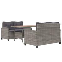 3-delige Tuinset poly rattan en massief acaciahout - thumbnail