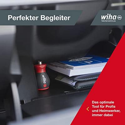 Wiha 380104 Schroevendraaier met bitmagazijn magnetisch sleufkop, Pozidriv met 6 bits, Stubby, 1/4" - 33764